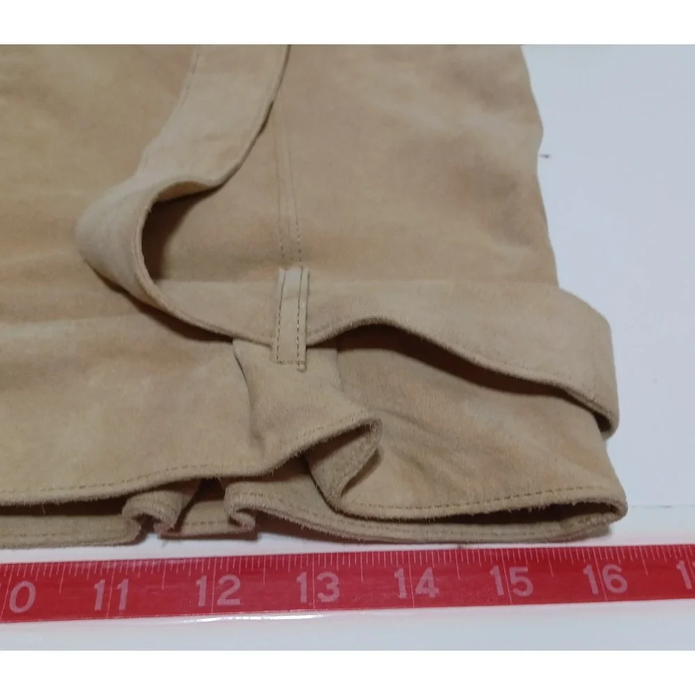 AS by DF Womens S Tan Suede Leather Midi Skirt Paperbag Waist Western Boho Luxe
